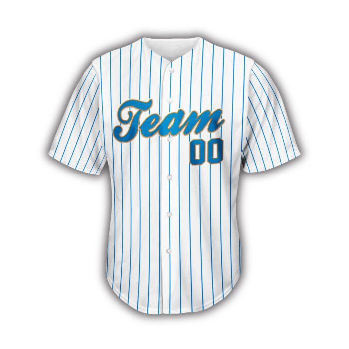 Blue Stripes Full Button Baseball Jersey